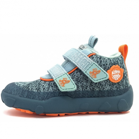 Affenzahn Low Boot Knit Happy Bunny Klettschuh in Petrol