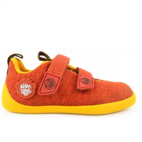 Affenzahn Sneaker Knit Happy Lion Klettschuh in orange gelb