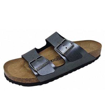Birkenstock Arizona narrow Pantolette in metallic black Birkenstock Arizona narrow Pantolette in metallic black