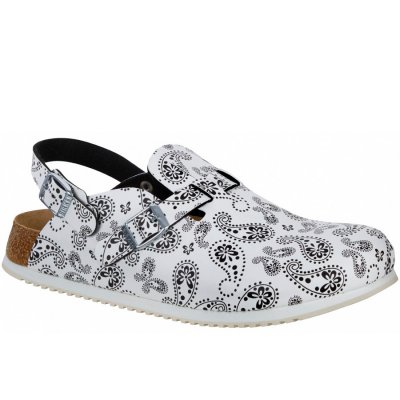 Birkenstock Pantolette in baisley black/white
