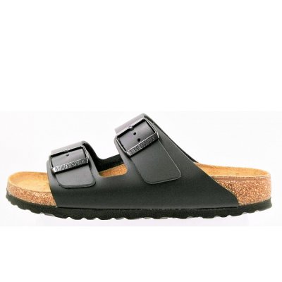 Birkenstock Arizona Leder schmal Pantolette in schwarz Birkenstock Arizona Leder schmal Pantolette in schwarz