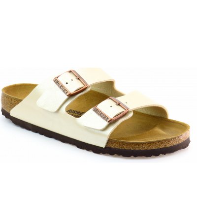 Birkenstock Arizona BF Pearl creme Pantolette in creme Birkenstock Arizona BF Pearl creme Pantolette in creme