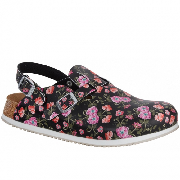 Birkenstock Pantolette in blooming roses black