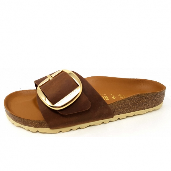 Birkenstock Madrid Big Buckle Pantolette in cognac