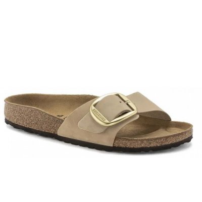 Birkenstock Madrid Big Buckle narrow Pantolette in sandcastel beige