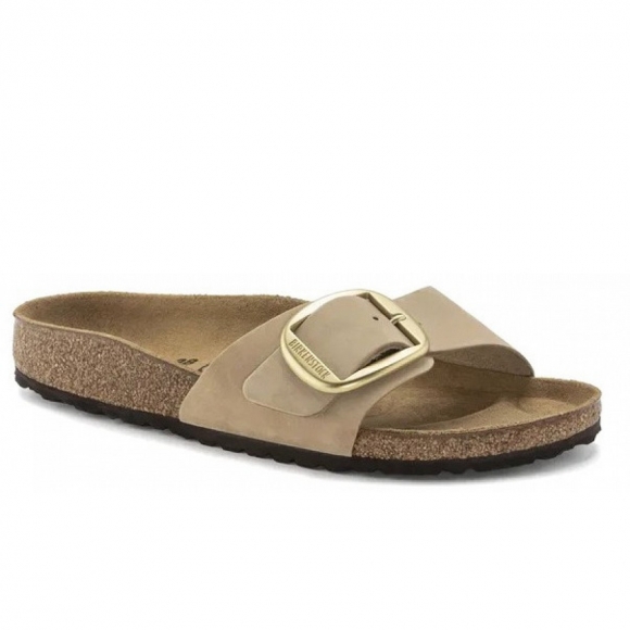Birkenstock Madrid Big Buckle narrow Pantolette in sandcastel beige