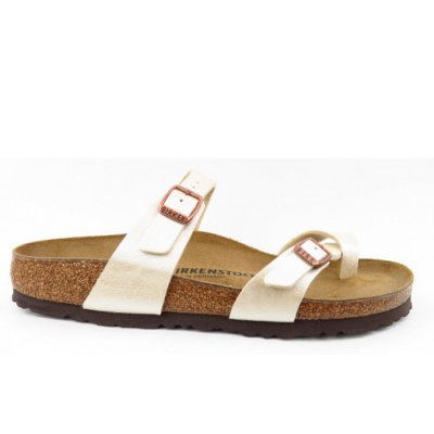 Birkenstock Mayari Birkoflor schmal Zehentrenner in Graceful Pearl White Birkenstock Mayari Birkoflor schmal Zehentrenner in Graceful Pearl White