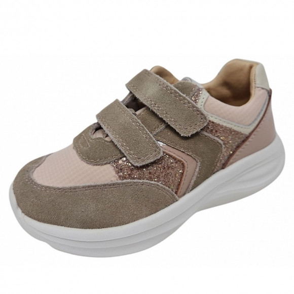 Bisgaard Yuki Glitter Klettschuh in taupe