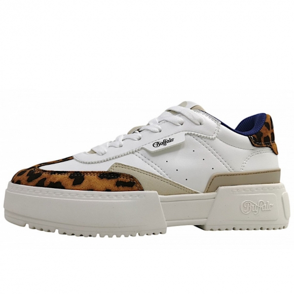 Buffalo RSE CMP sportlicher Schnürer in white/blue/cream leo