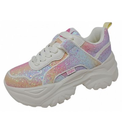 Buffalo Sneaker in white pink glitter