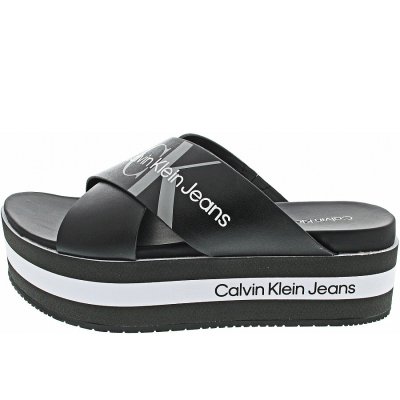 Calvin Klein Flatform Sandal Crisscros Pantolette in black Calvin Klein Flatform Sandal Crisscros Pantolette in black
