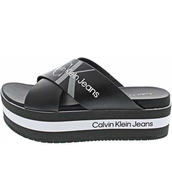 Calvin Klein Flatform Sandal Crisscros Pantolette in black