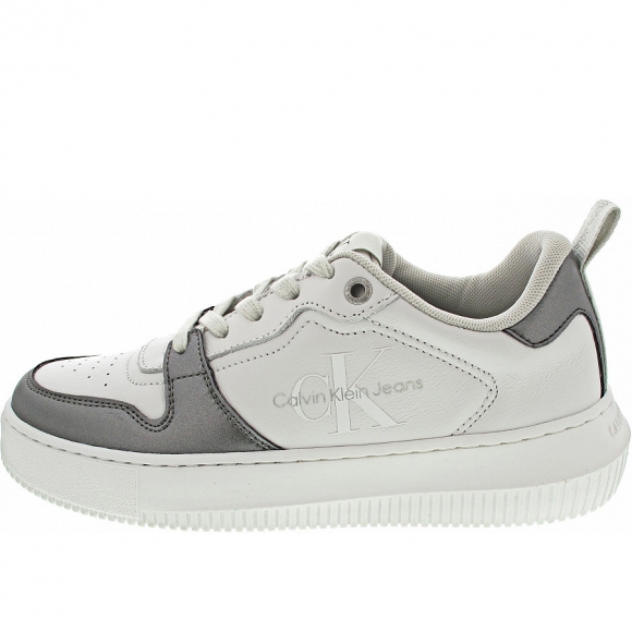 Calvin Klein Chunky Cupsole Laceup Met Sneaker in white-silver