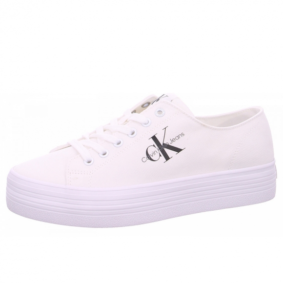 Calvin Klein Vulc Flatform Essential Leinenschuh in YBR white