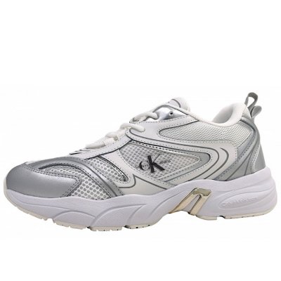 Calvin Klein Retro Tennis Low Lace Sneaker in 01V Bright White