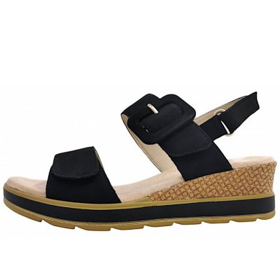 Caprice Sandalette in black nubuc 008