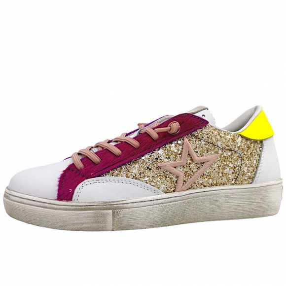 Cetti Schnürer in Napa Glitter/White/Platin