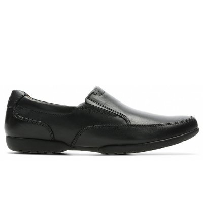 Clarks RECLINE FREE Slipper in BLACK LEATHER Clarks RECLINE FREE Slipper in BLACK LEATHER