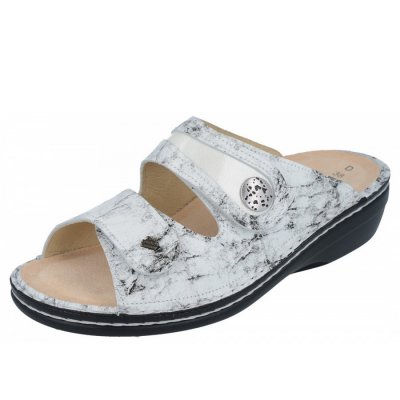 Finn Comfort Mira-S weiss/silber Pantolette in Bianco/Weiss