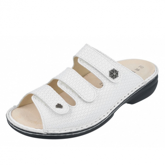 Finn Comfort Menorca-Soft Pantoletten in Weiß Lotus