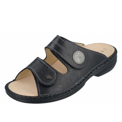 Finn Comfort Sansibar Pantoletten in Schwarz Arabesque