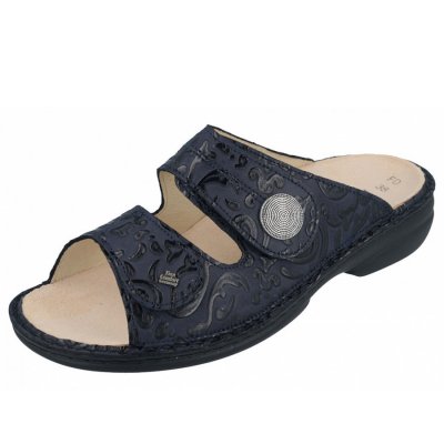 Finn Comfort Sansibar Pantoletten in Blue Arabesque