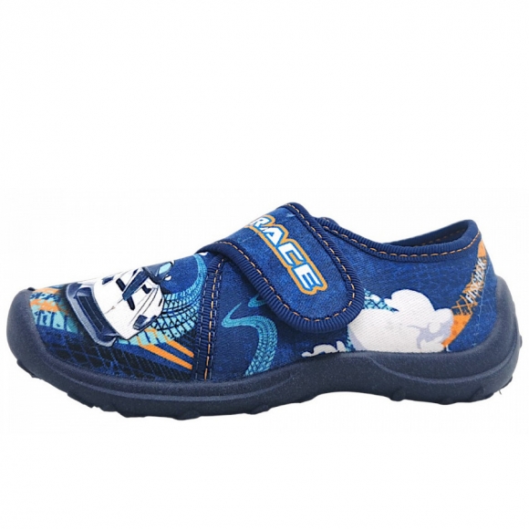 Fischer Markenschuhe Boogy Hausschuh in Blau bunt 559