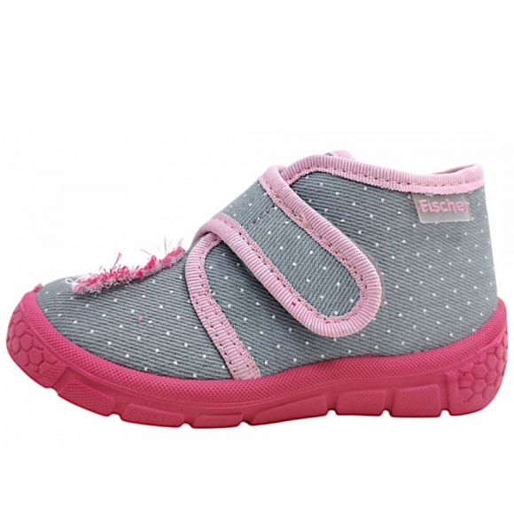 Fischer Markenschuhe Hausschuh in grau/rose 635