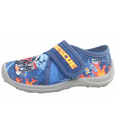 Fischer Markenschuhe Boogy / Feuerwehr Hausschuh in blau/bunt 559 Fischer Markenschuhe Boogy / Feuerwehr Hausschuh in blau/bunt 559