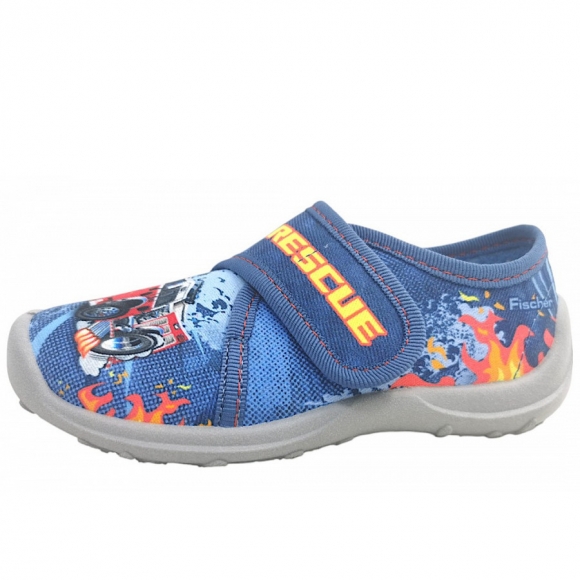 Fischer Markenschuhe Boogy / Feuerwehr Hausschuh in blau/bunt 559