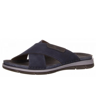 Fischer Markenschuhe Pantolette in blau kombi.