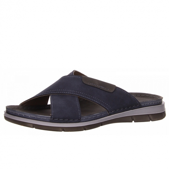 Fischer Markenschuhe Pantolette in blau kombi.