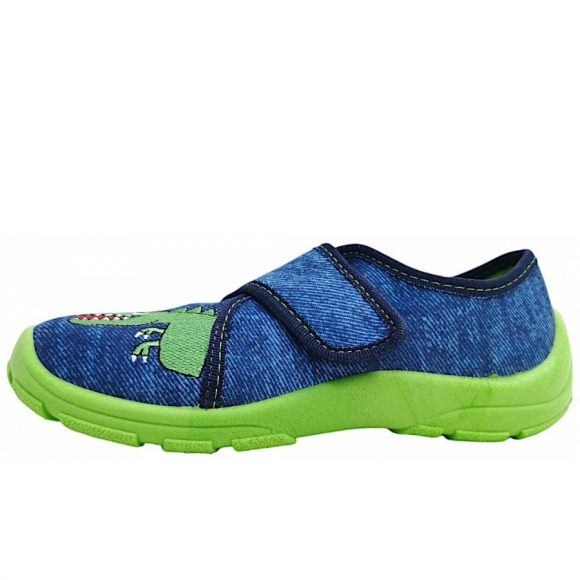 Fischer Markenschuhe Hausschuh in blau/grün 554
