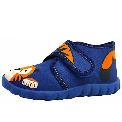 Fischer Markenschuhe Flexi Hausschuh in blau/orange 516