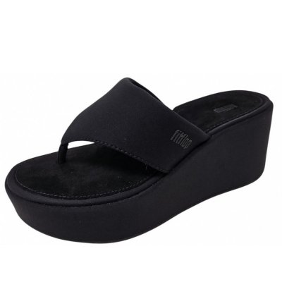 fitflop Plattforms Wedge Zehentrenner in allblack fitflop Plattforms Wedge Zehentrenner in allblack