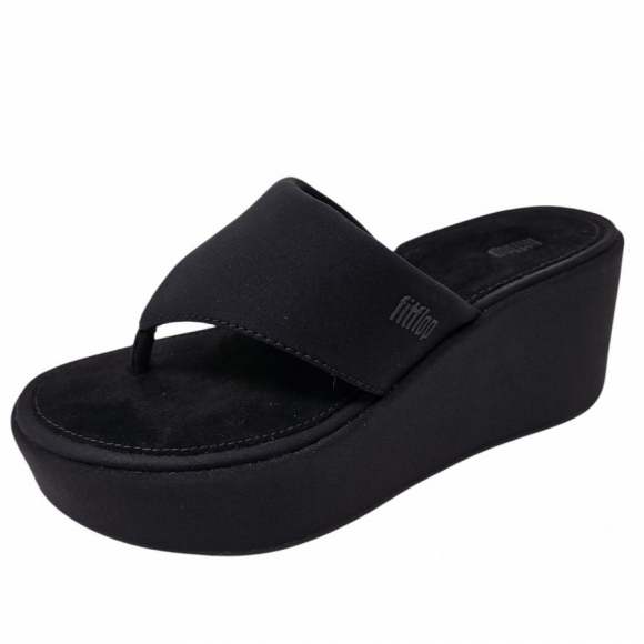 fitflop Plattforms Wedge Zehentrenner in allblack
