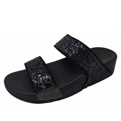 fitflop Lulu Glitter Slides Pantolette in black glitter