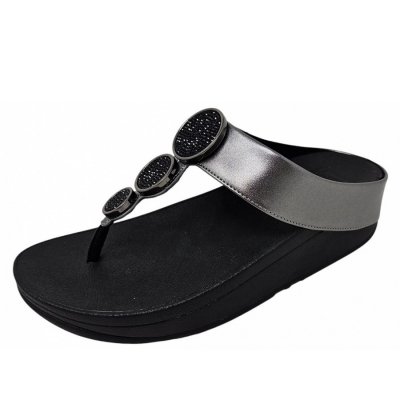 fitflop Halo Bead Circle Zehensteg in pewter black
