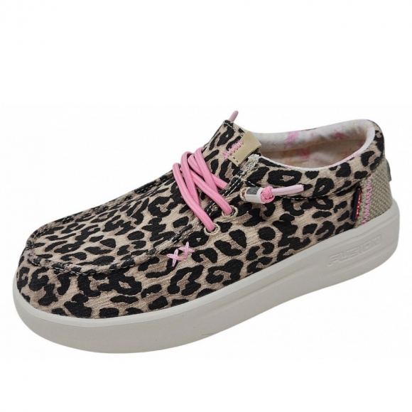 Fusion Schnürschuh in beige leo