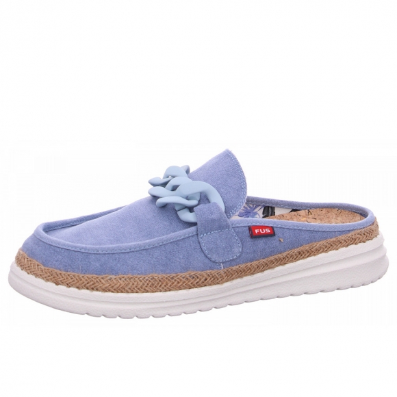 Fusion Clogs in raffia washed canvas blue