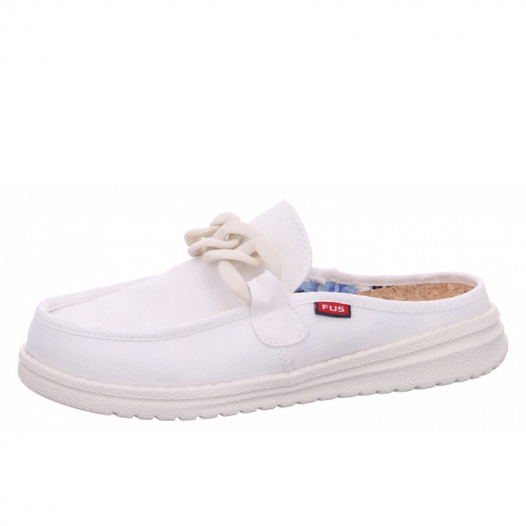 Fusion Pantolette in washed canvas white