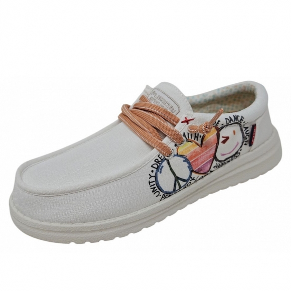 Fusion Leinenschuh in weiss graffiti
