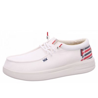 Fusion Slipper in washed canvas white strip