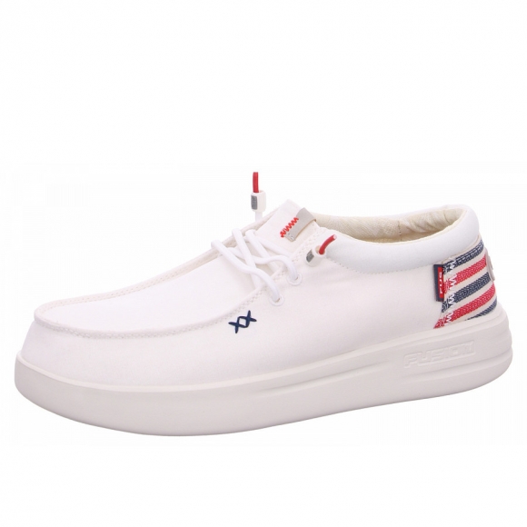 Fusion Slipper in washed canvas white strip