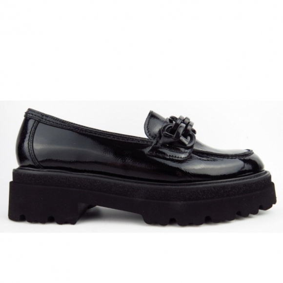 Gabor Knautschlack Slipper in schwarz
