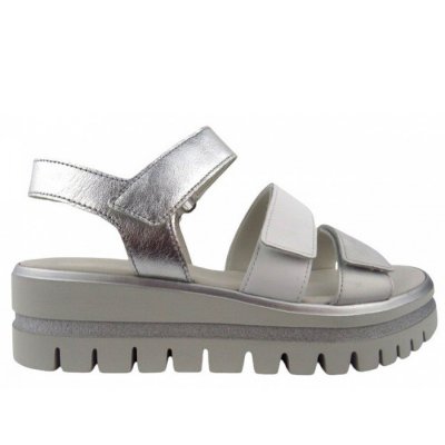 Gabor Marmor Nappa Sandale in weiss/silber-kombi