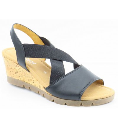 Gabor Nappa/Kork schwarz 40mm Keilsandalette in schwarz(Kork/am