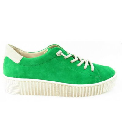 Gabor Velour verde leinen GZ sportlicher Schnürer in verde/leinen