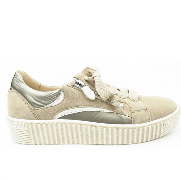 Gabor Samt. Nappa Tessuto Sneaker in desert/latte/plat.