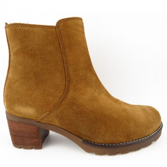 Gabor Comfort Velour cognac ZIP Stiefelette in cognac (Flausch)